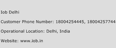 IOB Delhi Phone Number Customer Service
