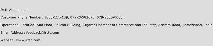 IRCTC Ahmedabad Phone Number Customer Service
