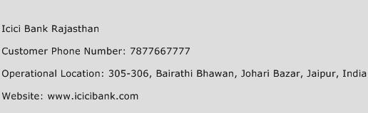 Icici Bank Rajasthan Phone Number Customer Service