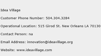 Idea Village Phone Number Customer Service