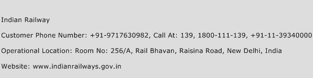 Indian Railway Phone Number Customer Service