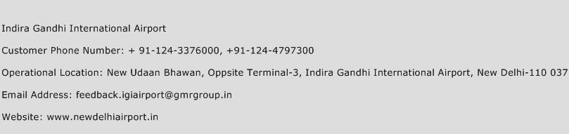 Indira Gandhi International Airport Phone Number Customer Service