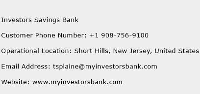 Investors Savings Bank Phone Number Customer Service