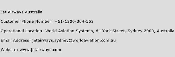 Jet Airways Australia Phone Number Customer Service