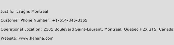 Just for Laughs Montreal Phone Number Customer Service
