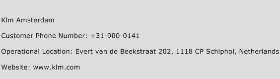 Klm Amsterdam Phone Number Customer Service