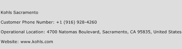 Kohls Sacramento Phone Number Customer Service
