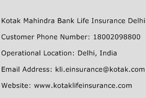 Kotak Mahindra Bank Life Insurance Delhi Phone Number Customer Service