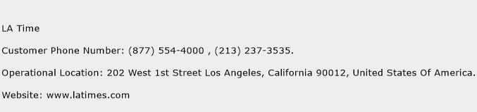 LA Time Phone Number Customer Service