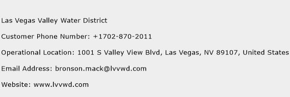 Las Vegas Valley Water District Phone Number Customer Service