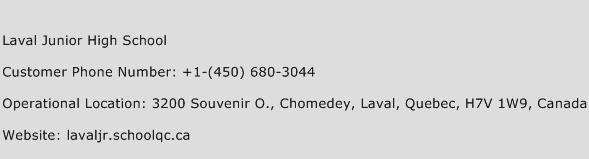 Laval Junior High School Phone Number Customer Service