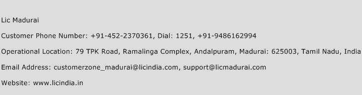 Lic Madurai Phone Number Customer Service