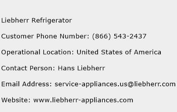 Liebherr Refrigerator Phone Number Customer Service