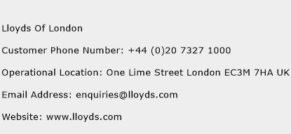 Lloyds Of London Phone Number Customer Service