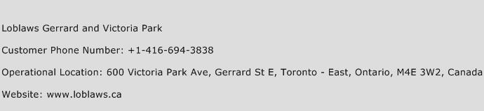 Loblaws Gerrard and Victoria Park Phone Number Customer Service