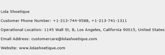 Lola Shoetique Phone Number Customer Service