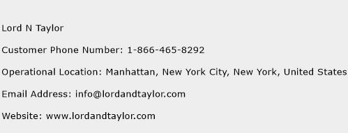 Lord N Taylor Phone Number Customer Service