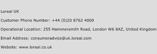 Loreal UK Phone Number Customer Service