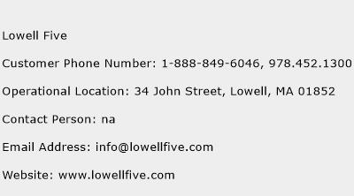 Lowell Five Phone Number Customer Service