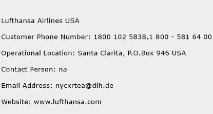 Lufthansa Airlines USA Phone Number Customer Service