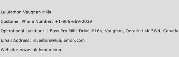 Lululemon Vaughan Mills Phone Number Customer Service
