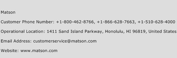 Matson Phone Number Customer Service