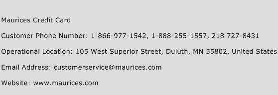 Maurices Credit Card Phone Number Customer Service