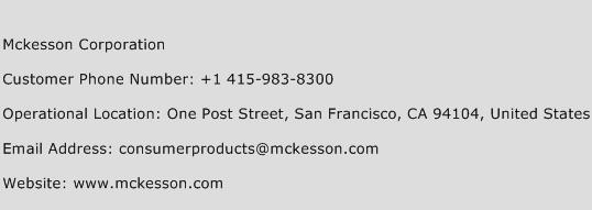 Mckesson Corporation Phone Number Customer Service
