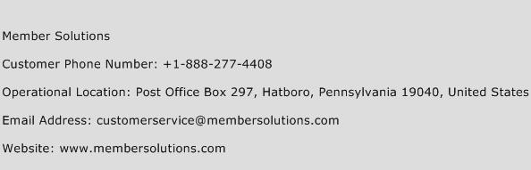 Member Solutions Phone Number Customer Service