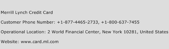 Merrill Lynch Credit Card Phone Number Customer Service