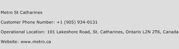 Metro St Catharines Phone Number Customer Service