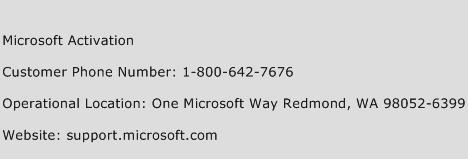 Microsoft Activation Phone Number Customer Service