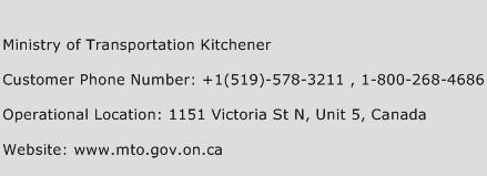 Ministry of Transportation Kitchener Phone Number Customer Service