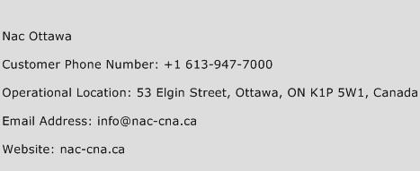Nac Ottawa Phone Number Customer Service