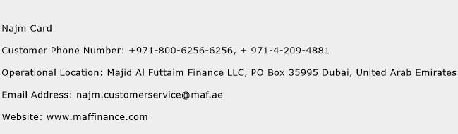 Najm Card Phone Number Customer Service