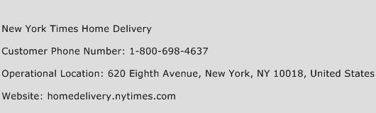 New York Times Home Delivery Phone Number Customer Service