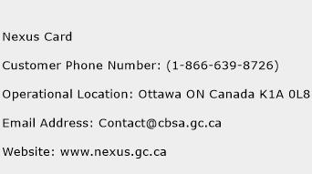 Nexus Card Phone Number Customer Service