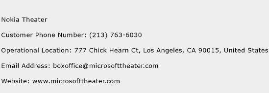 Nokia Theater Phone Number Customer Service