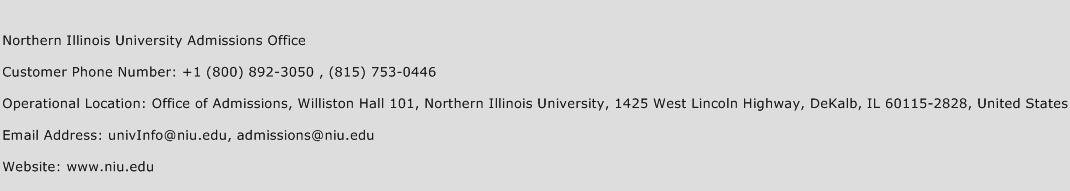 Northern Illinois University Admissions Office Phone Number Customer Service