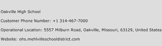 Oakville High School Phone Number Customer Service