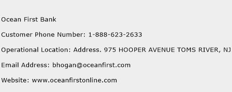 Ocean First Bank Phone Number Customer Service