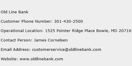 Old Line Bank Phone Number Customer Service