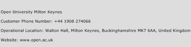 Open University Milton Keynes Phone Number Customer Service