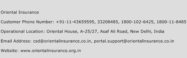 Oriental Insurance Phone Number Customer Service