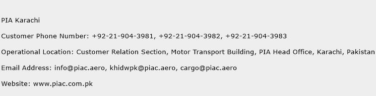 PIA Karachi Phone Number Customer Service