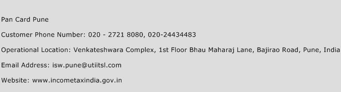 Pan Card Pune Phone Number Customer Service
