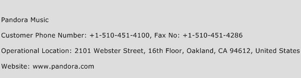 Pandora Music Phone Number Customer Service