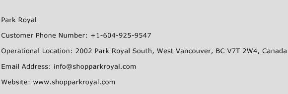 Park Royal Phone Number Customer Service