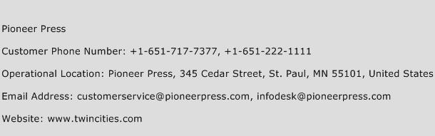 Pioneer Press Phone Number Customer Service