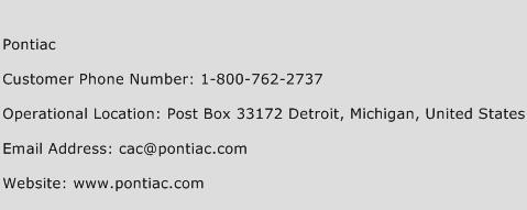 Pontiac Phone Number Customer Service